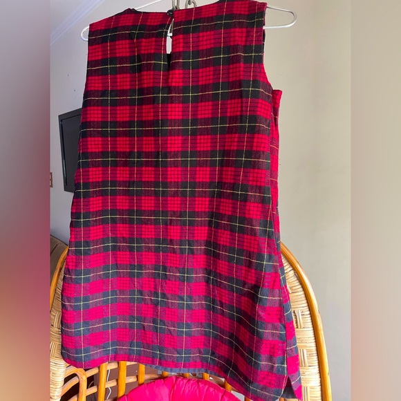 Tweed woven dress by Benetton, red & black check for 8-10 years old girls Size S - Picture 3 of 7